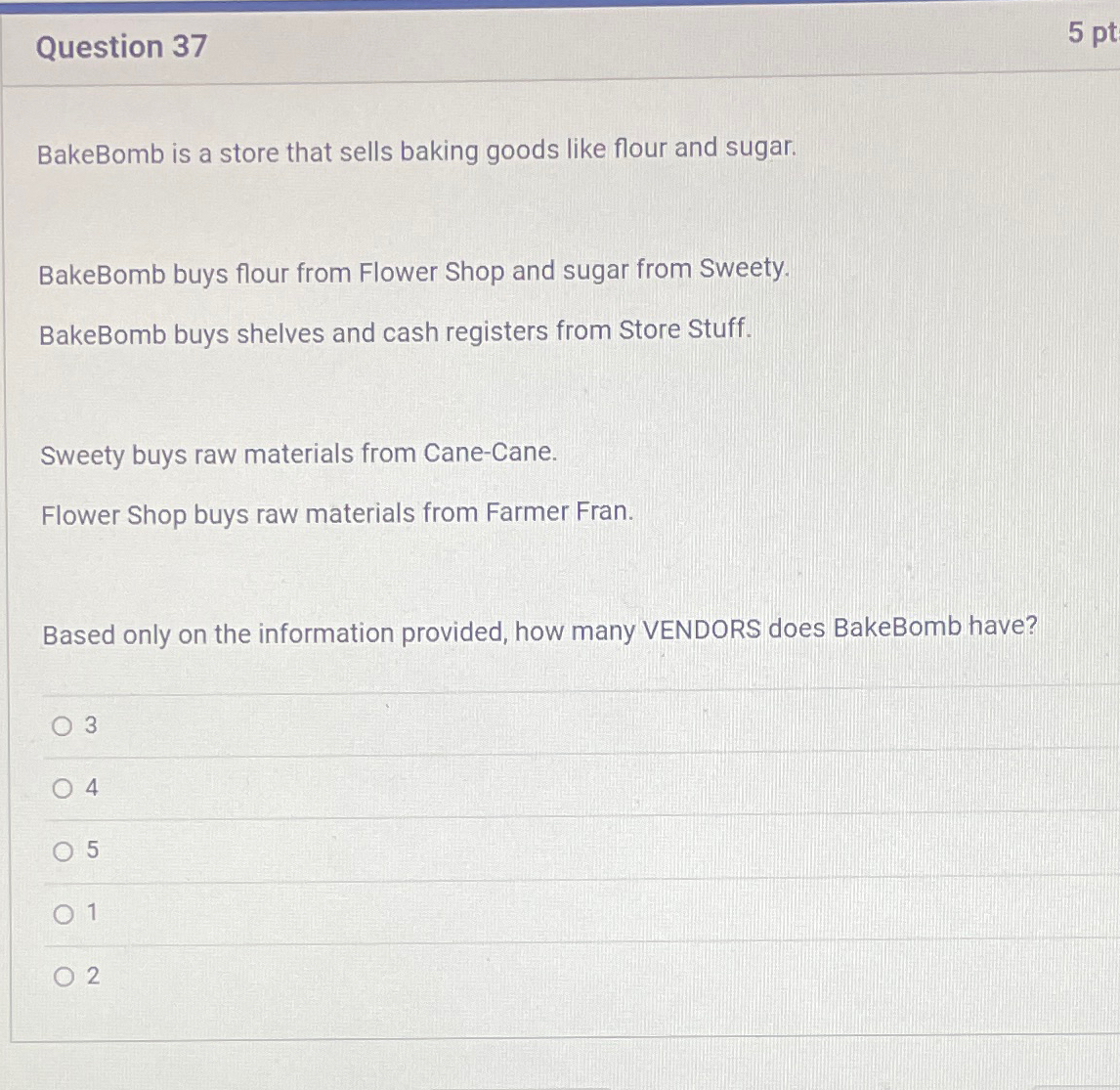  Question 37 BakeBomb is a store that sells baking goods like