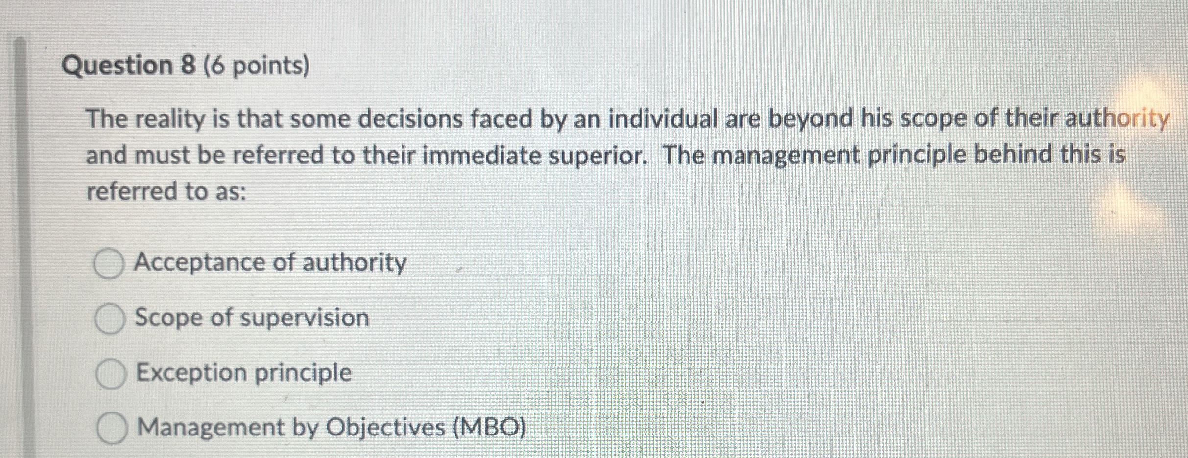  Question 8(6 points) The reality is that some decisions faced by