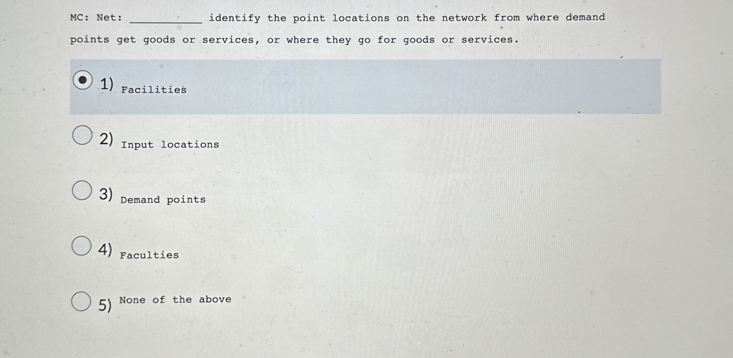  MC: Net : identify the point locations on the network from