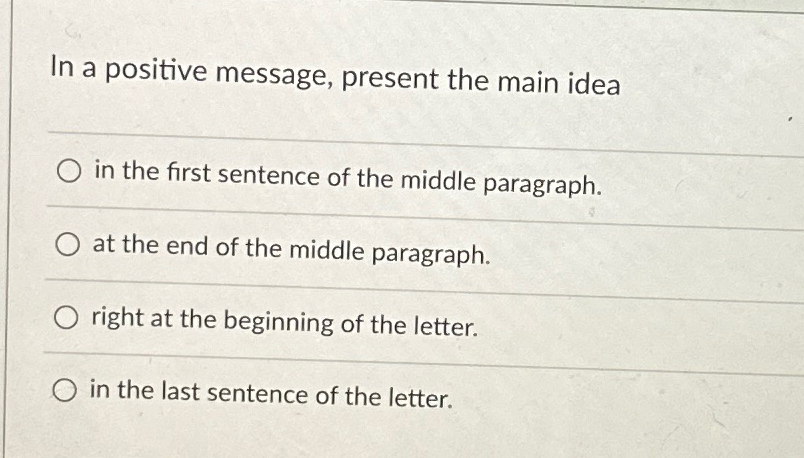  In a positive message, present the main idea in the first