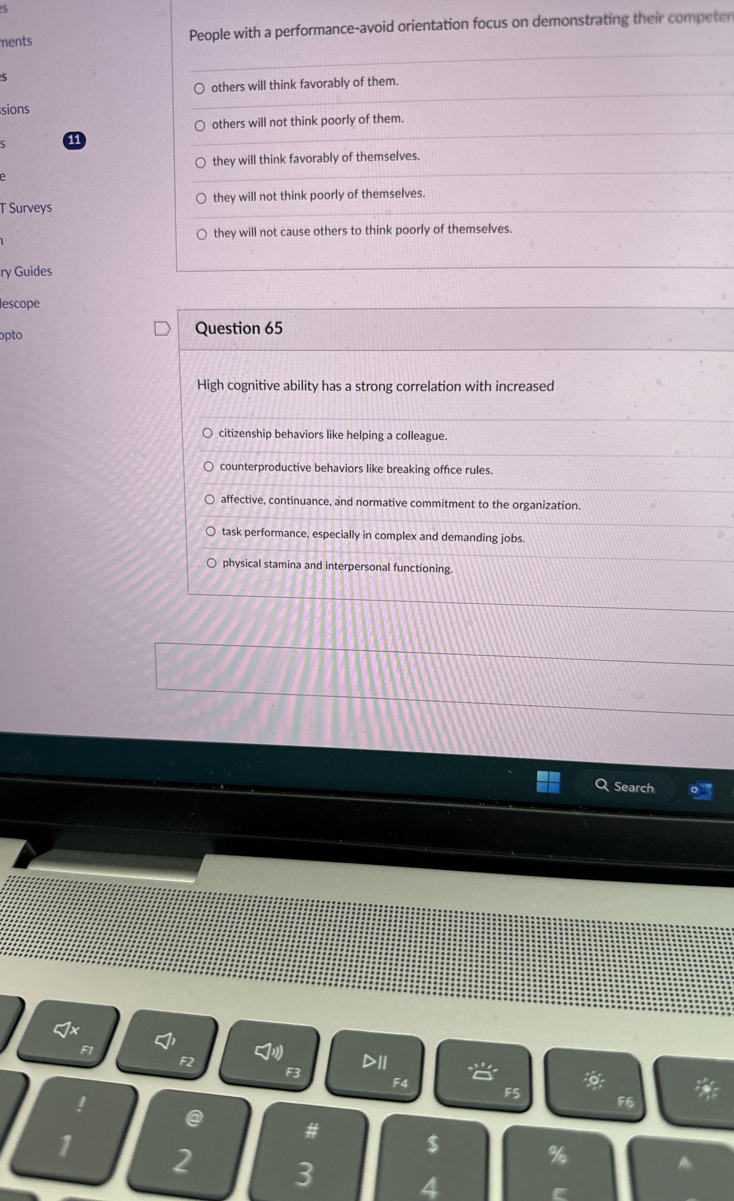  People with a performance-avoid orientation focus on demonstrating their competer others