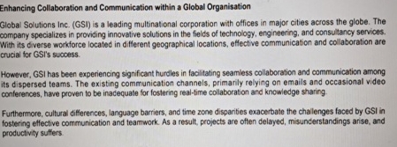 Enhancing Collaboration and Communication within a Global Organisation Global Solutions Inc.