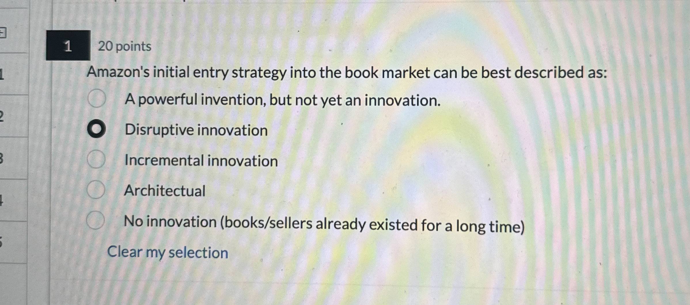  1 20 points Amazon's initial entry strategy into the book market
