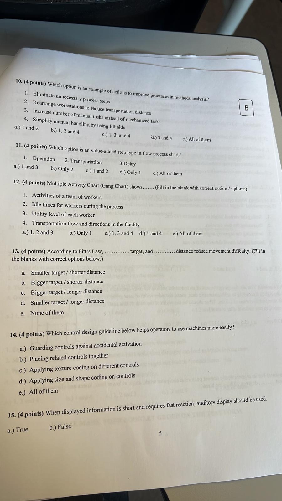  (4 points) Which option is an example of actions to improve