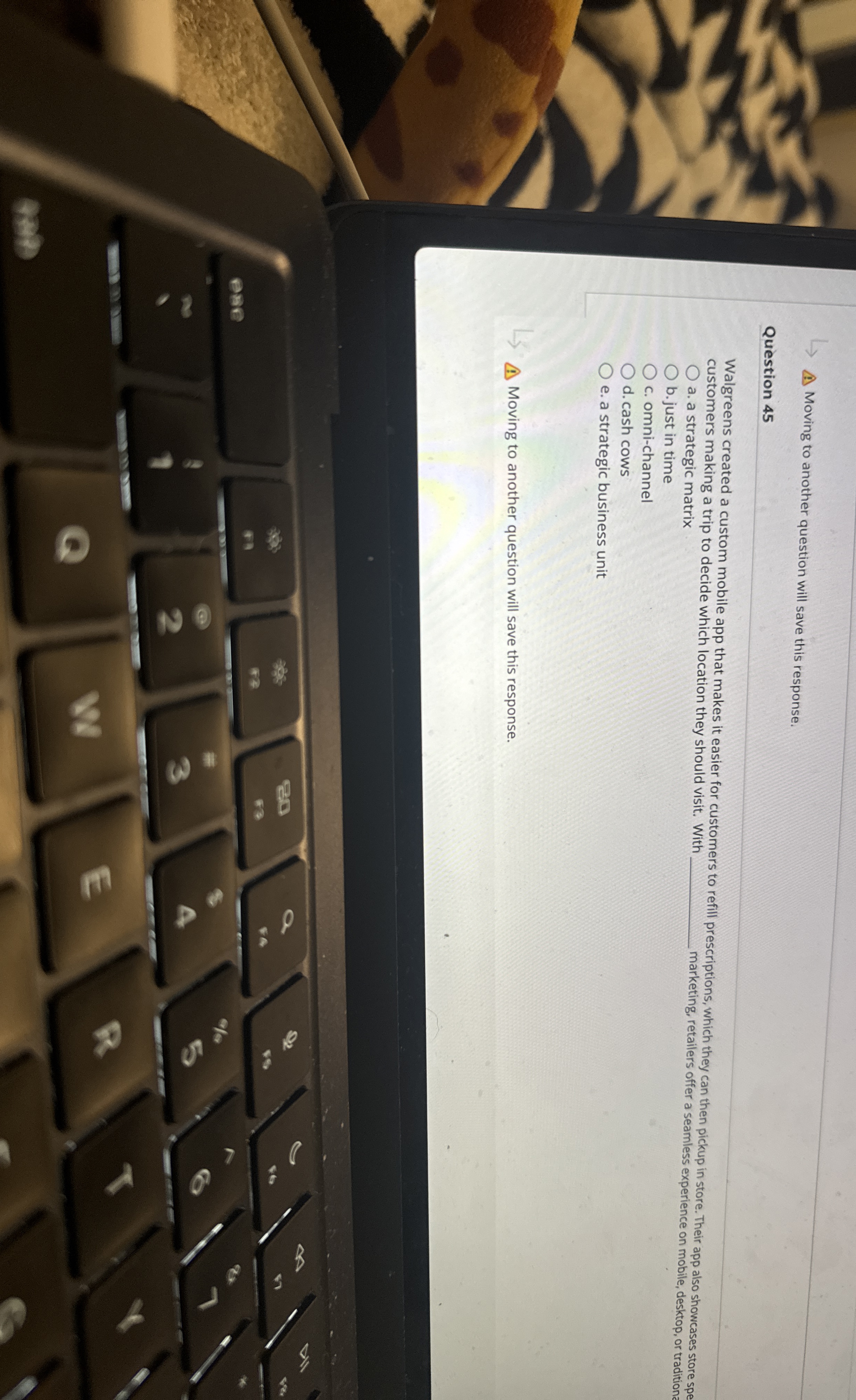  Question 45 Walgreens created a custom mobile app that makes it