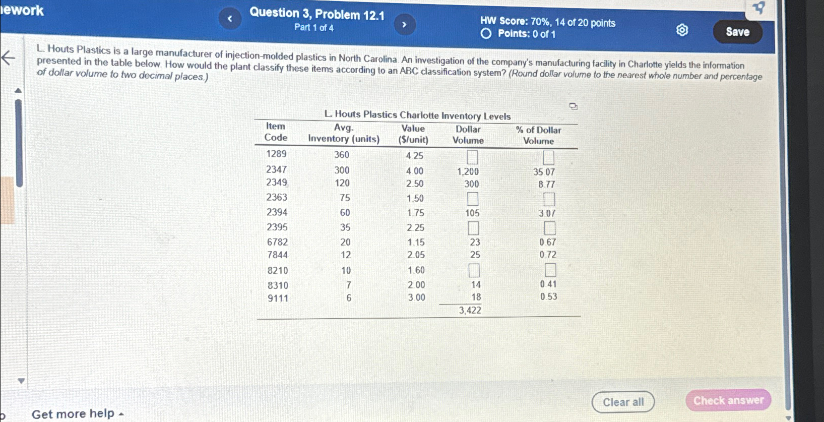  lework Question 3, Problem 12.1 Part 1 of 4 HW Score: