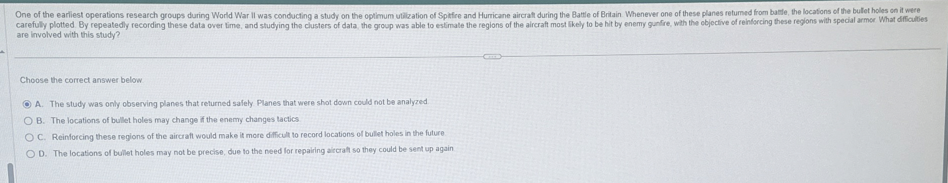  are involved with this study? Choose the correct answer below A.