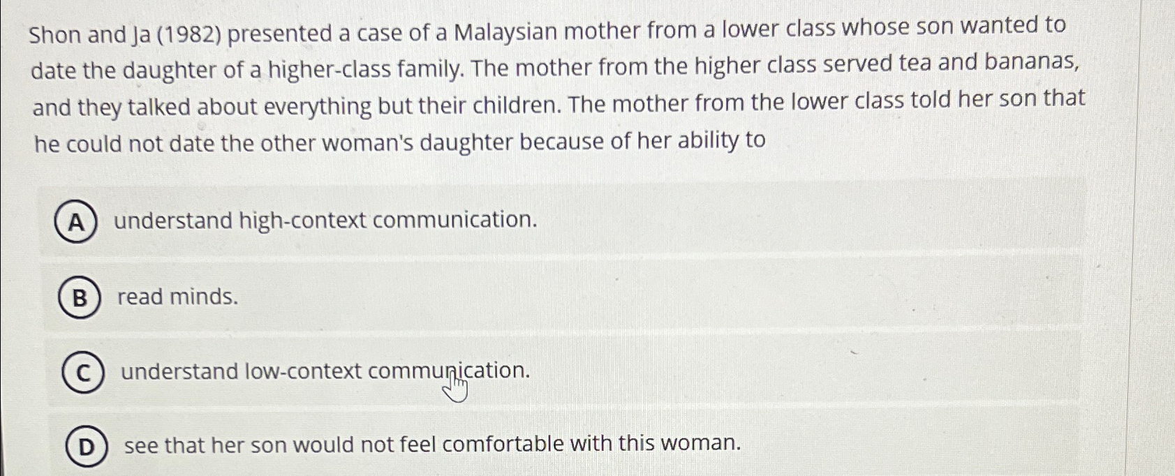  Shon and Ja (1982) presented a case of a Malaysian mother