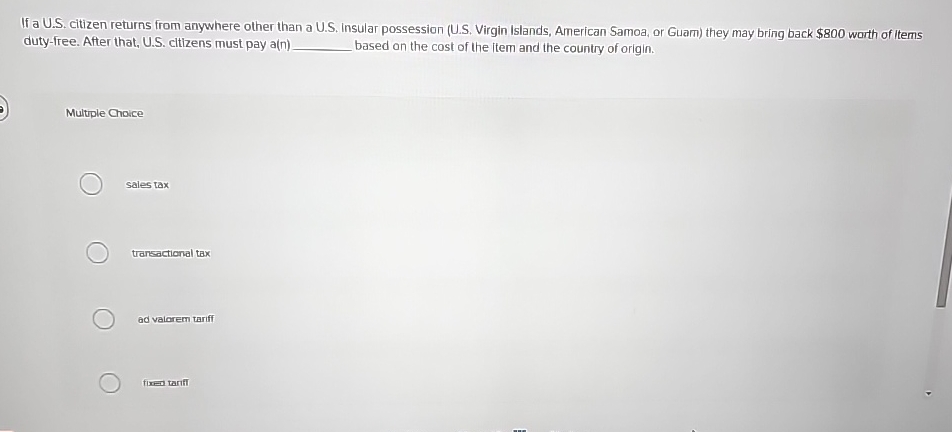  If a U.S. citizen returns from anywhere other than a U.S,