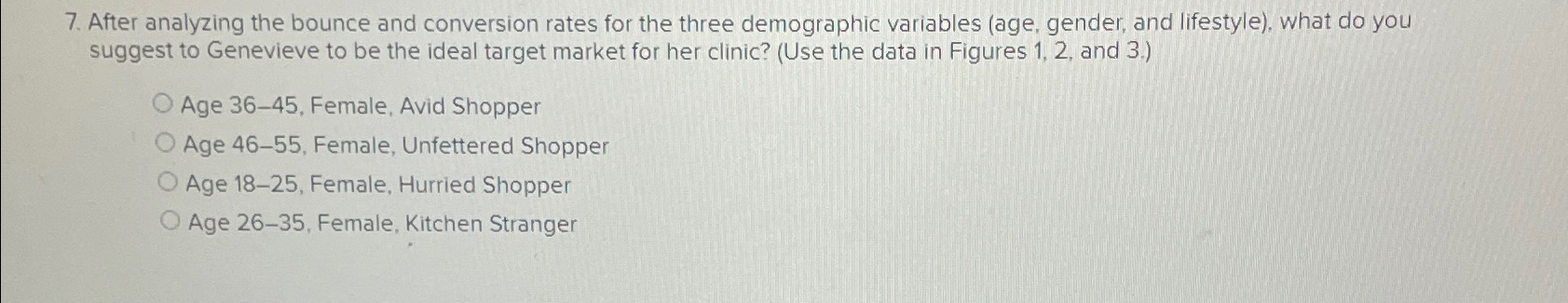  After analyzing the bounce and conversion rates for the three demographic