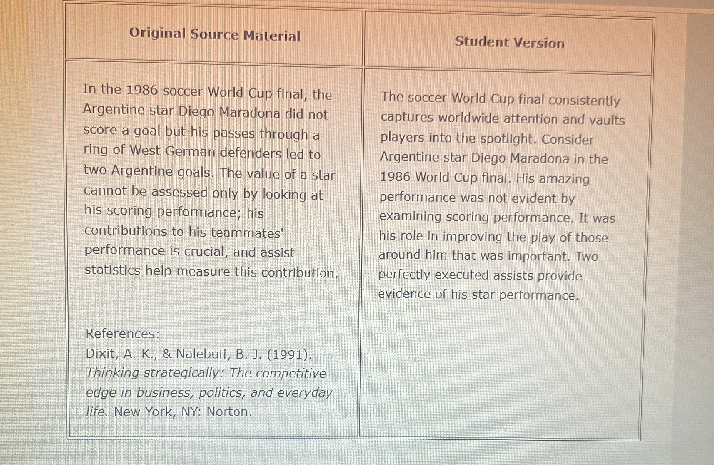  Original Source Material Student Version In the 1986 soccer World Cup