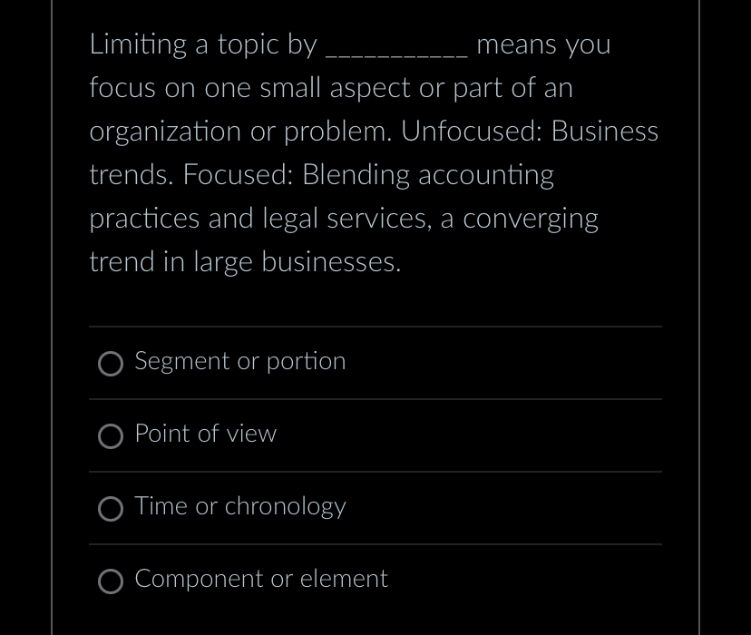  Limiting a topic by q, means you focus on one small