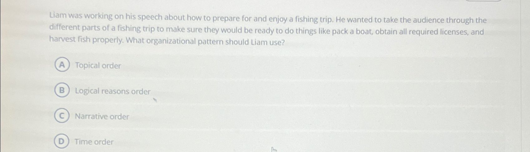  Liam was working on his speech about how to prepare for