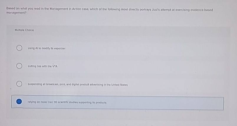  Based on what youread in the Management in Action case, which