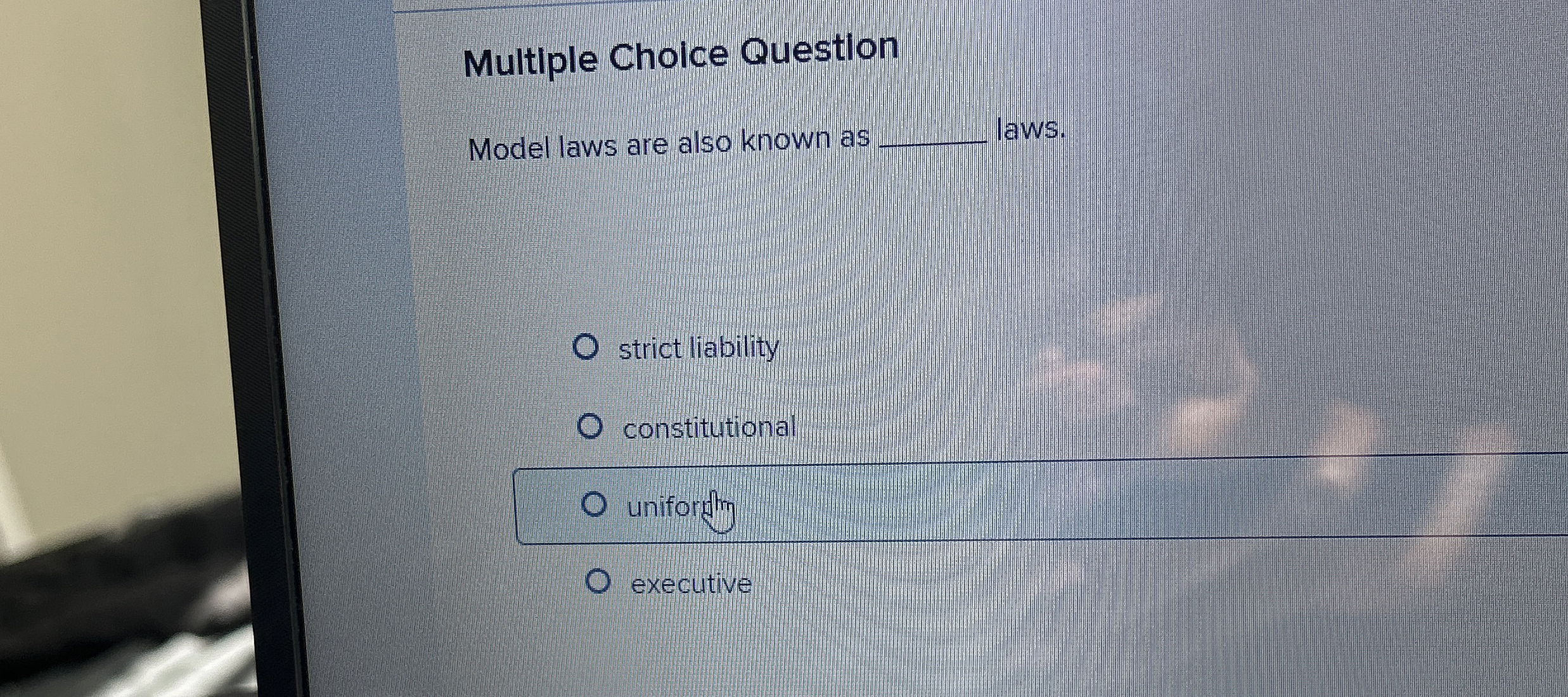  Multiple Choice Question Model laws are also known as q, laws.