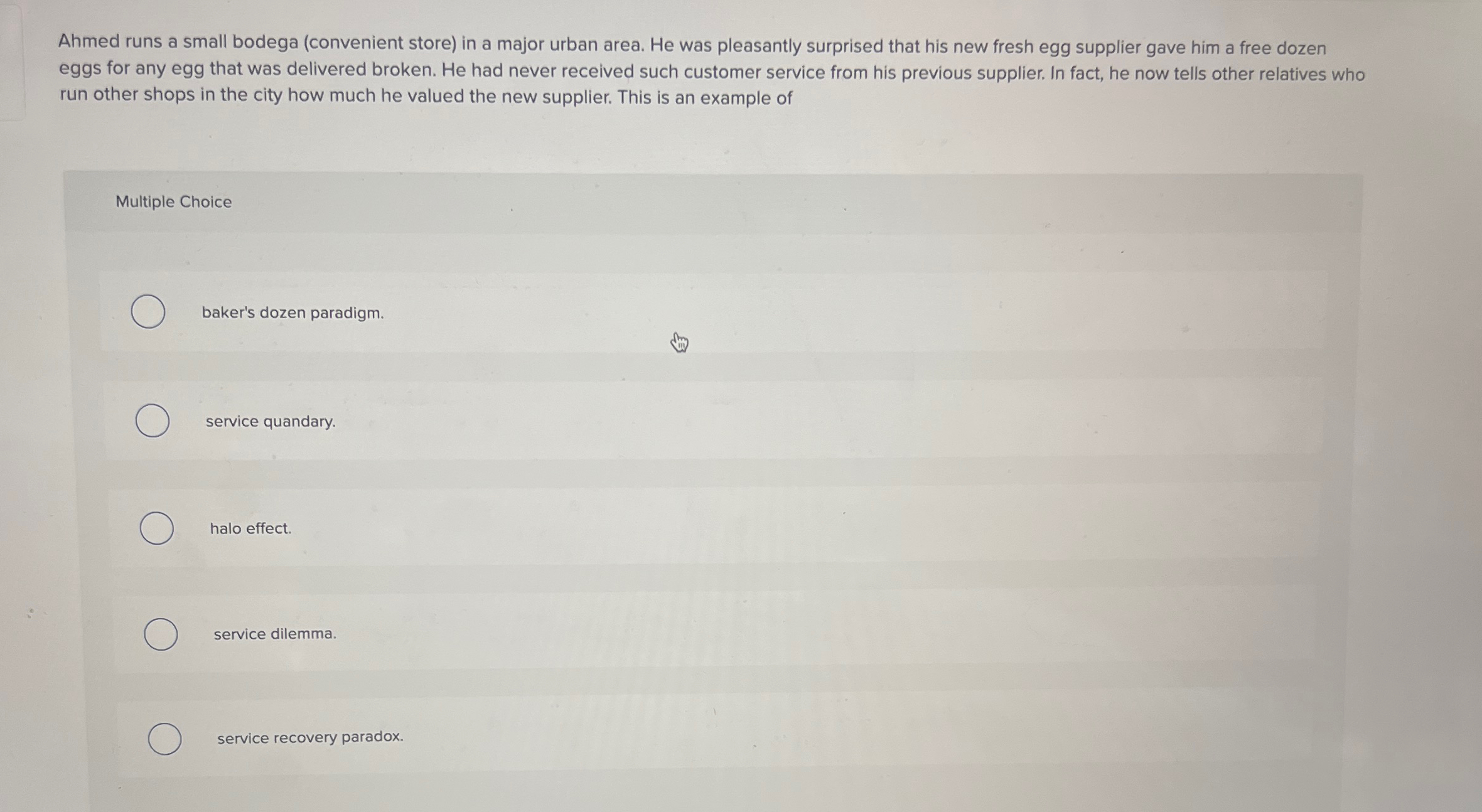  Ahmed runs a small bodega (convenient store) in a major urban