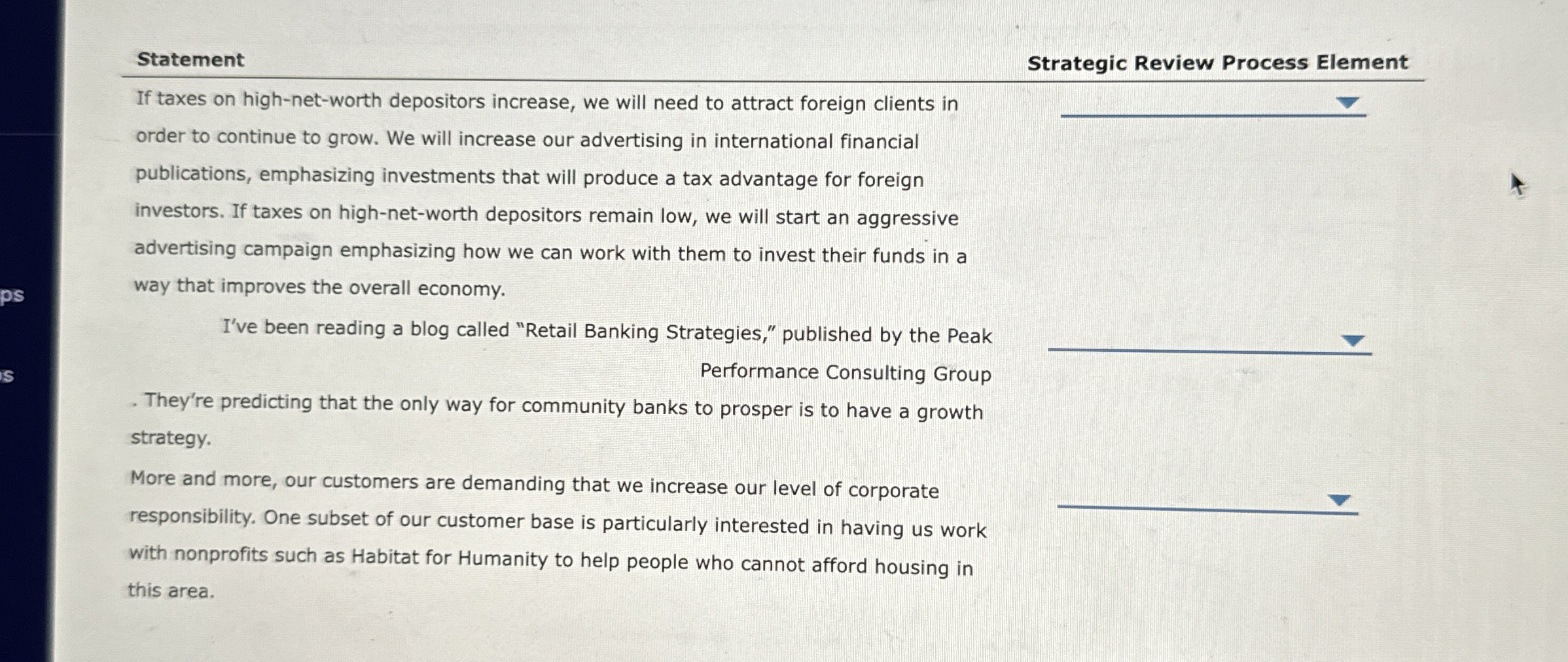  Statement Strategic Review Process Element If taxes on high-net-worth depositors increase,