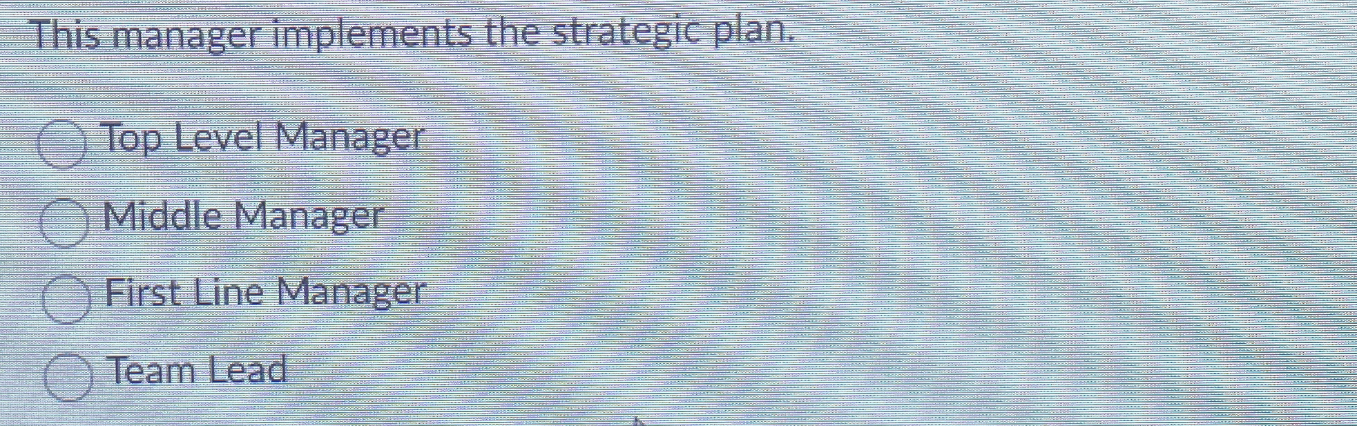  This manager implements the strategic plan. Top Level Manager Middle Manager