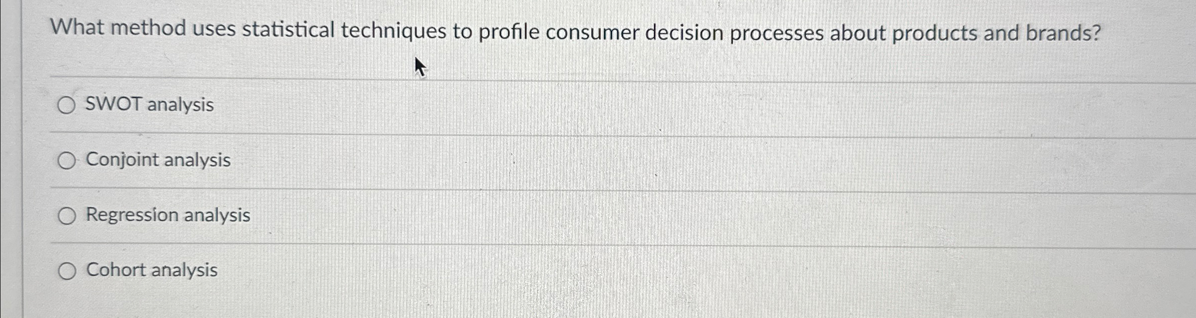 What method uses statistical techniques to profile consumer decision processes about