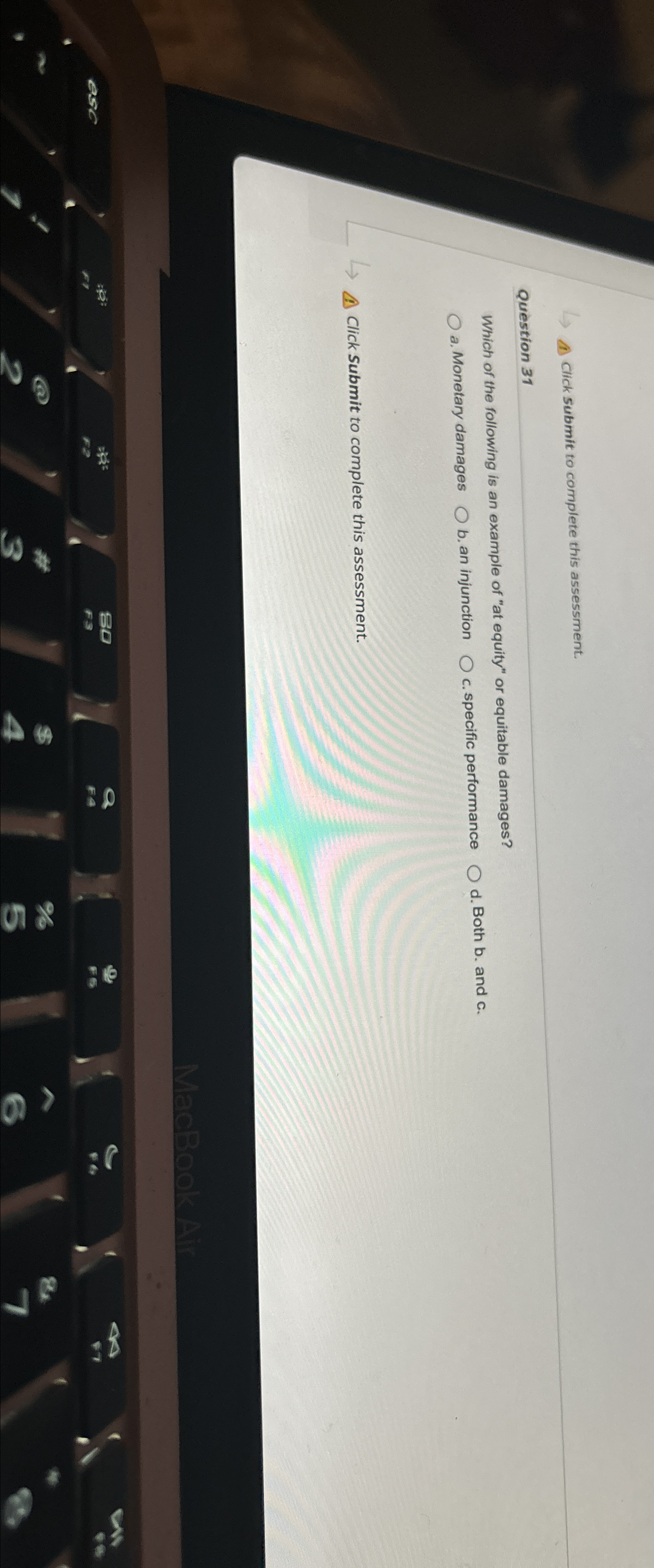  Click Submit to complete this assessment. Question 31 Which of the