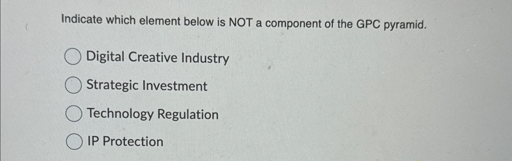  Indicate which element below is NOT a component of the GPC