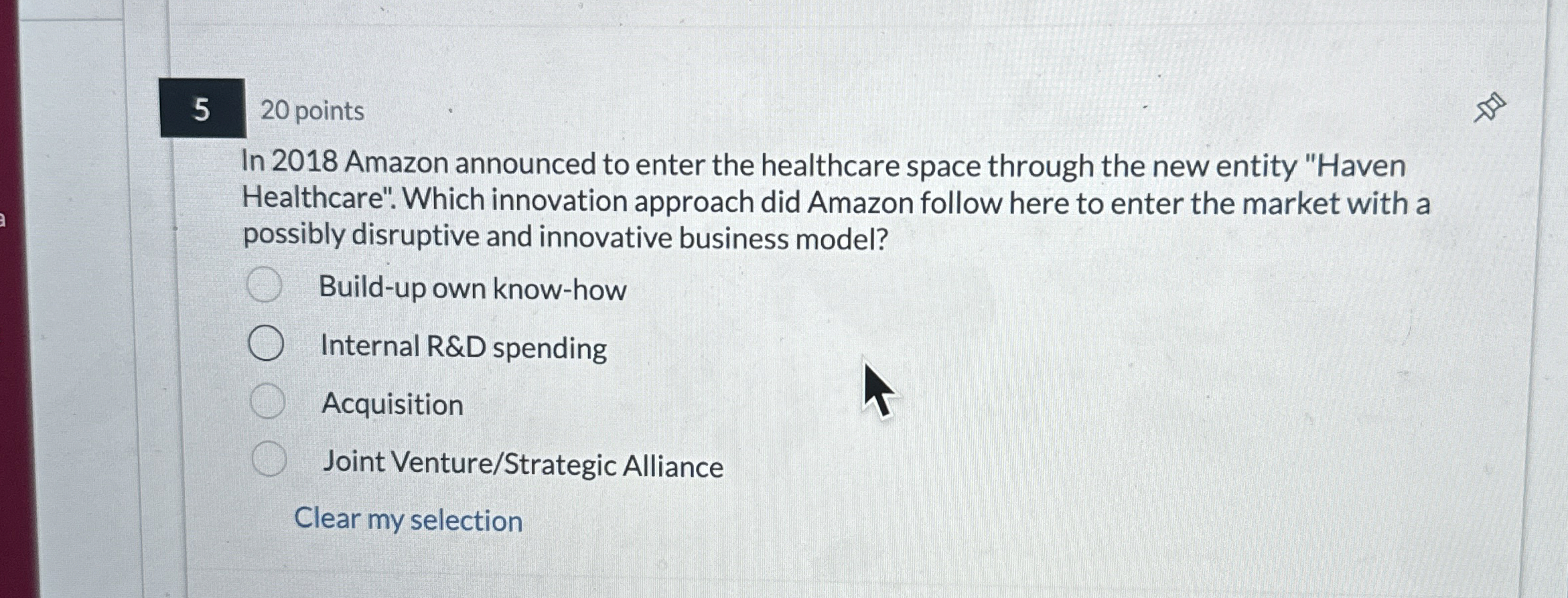  5 20 points In 2018 Amazon announced to enter the healthcare