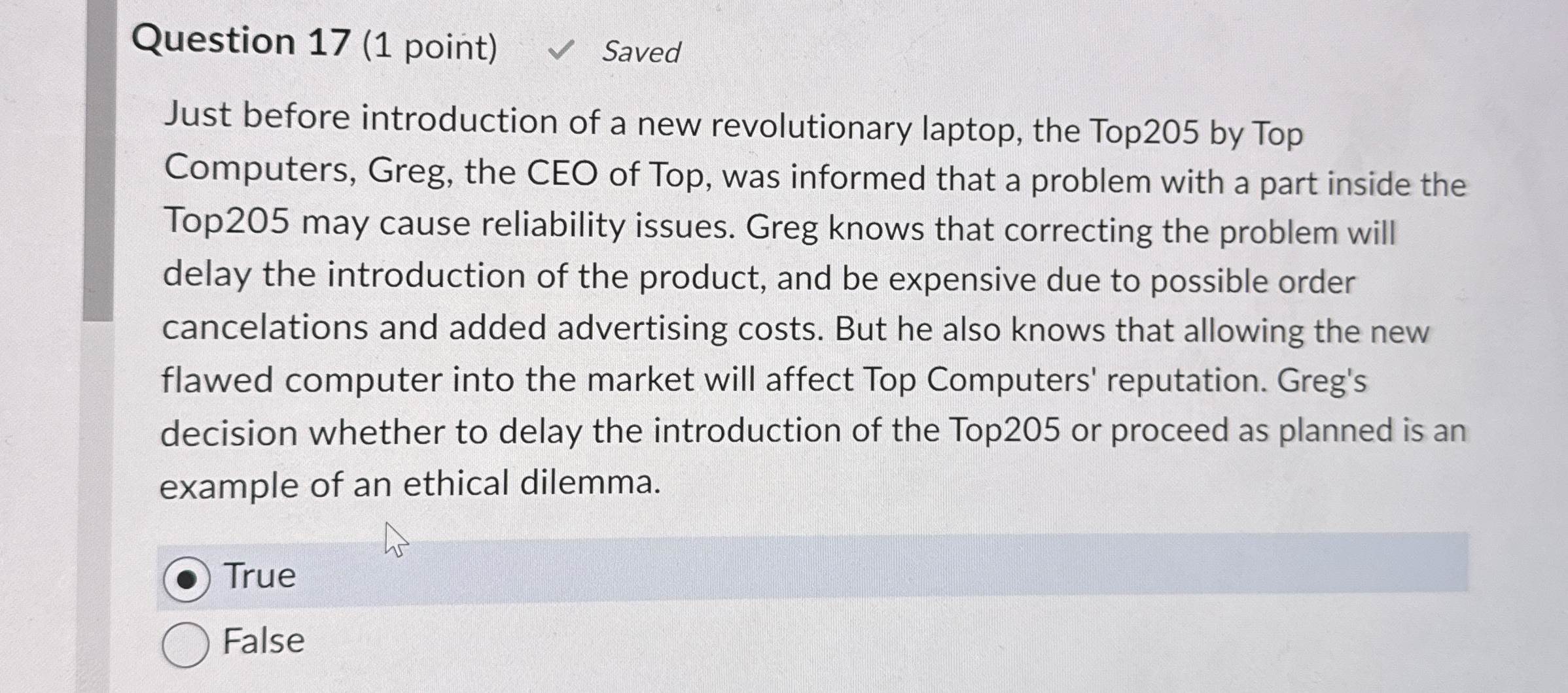  Question 17(1 point) Just before introduction of a new revolutionary laptop,