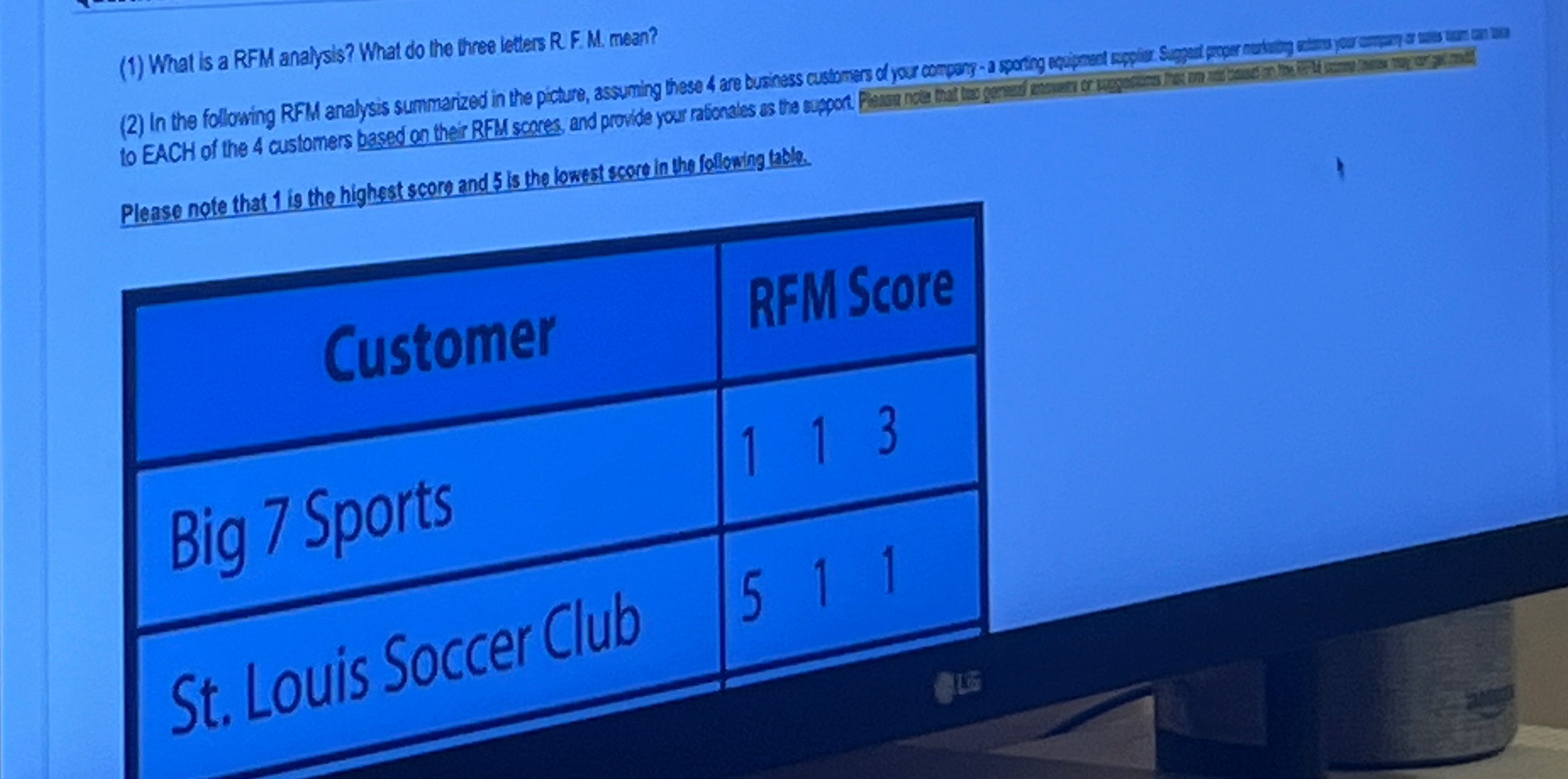  (1) What is a RFM analysis? What do the thee loters