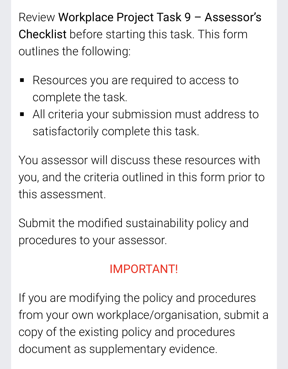  Task 9- Modify Sustainability Policy This task requires you to modify