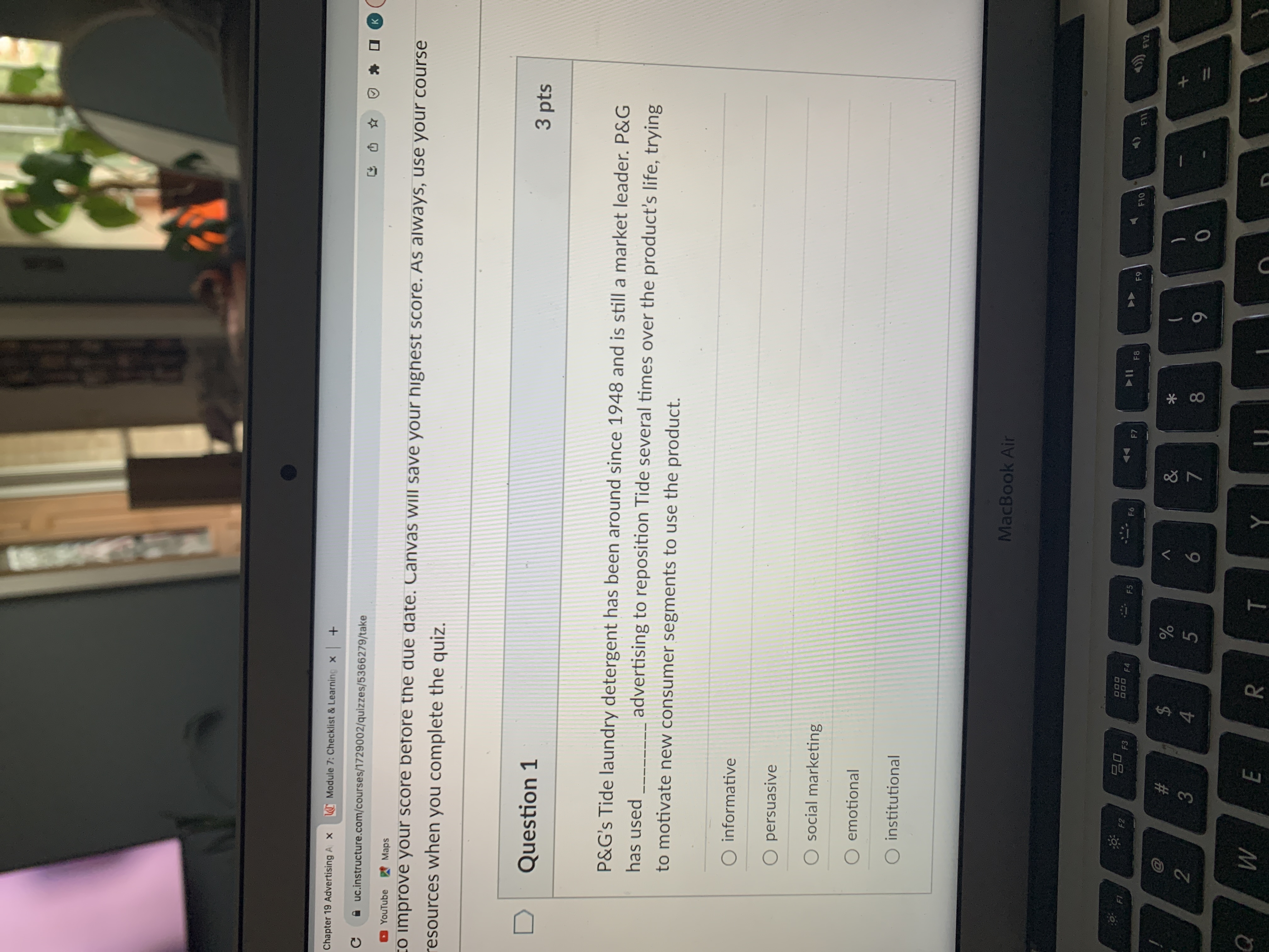  Question 1 P\&G's Tide laundry detergent has been around since 1948