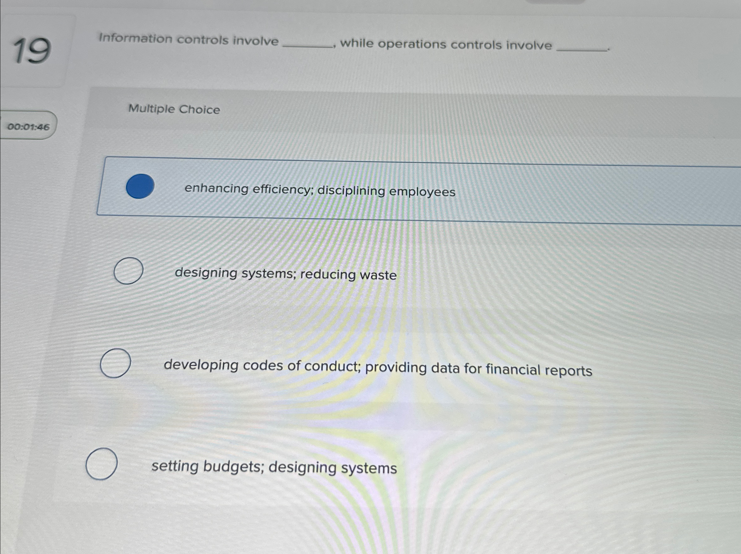  19 Information controls involve q,, while operations controls involve q, Multiple