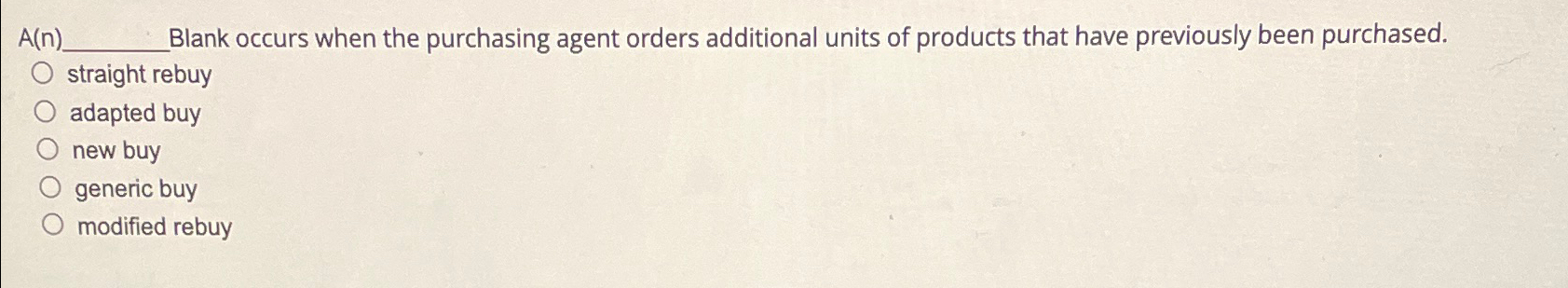  A(n) Blank occurs when the purchasing agent orders additional units of