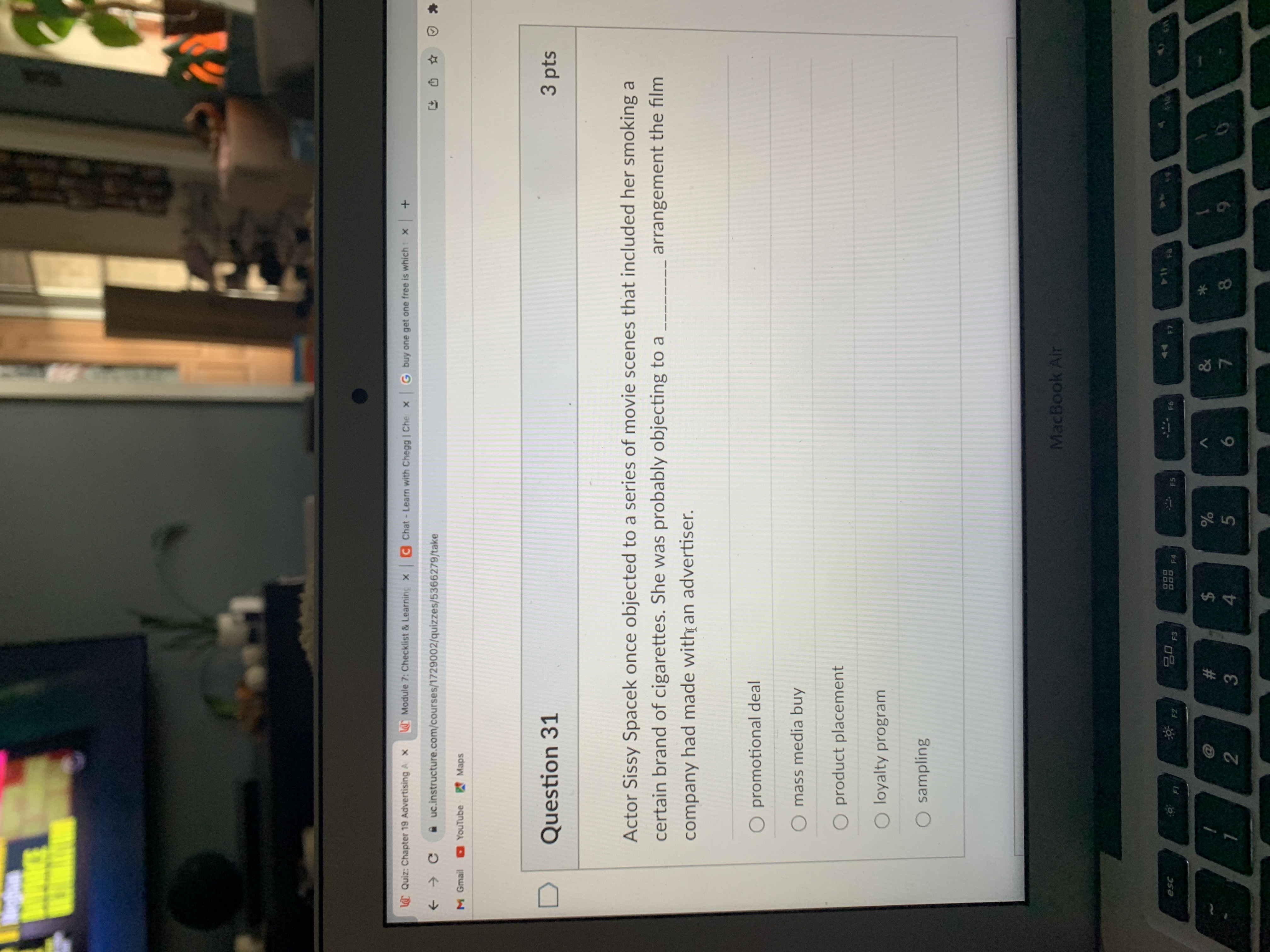  Question 31 Actor Sissy Spacek once objected to a series of