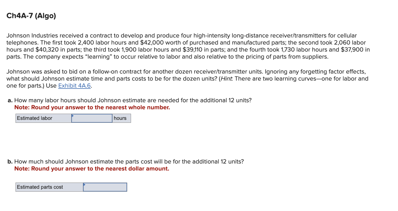  Ch4A-7(Algo) Johnson Industries received a contract to develop and produce four