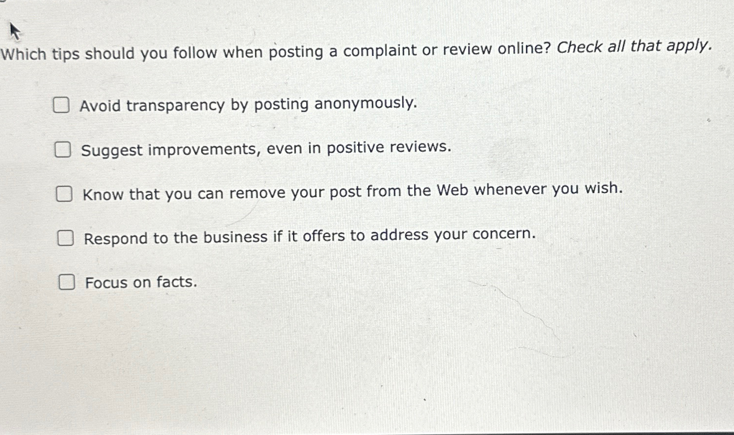  Which tips should you follow when posting a complaint or review