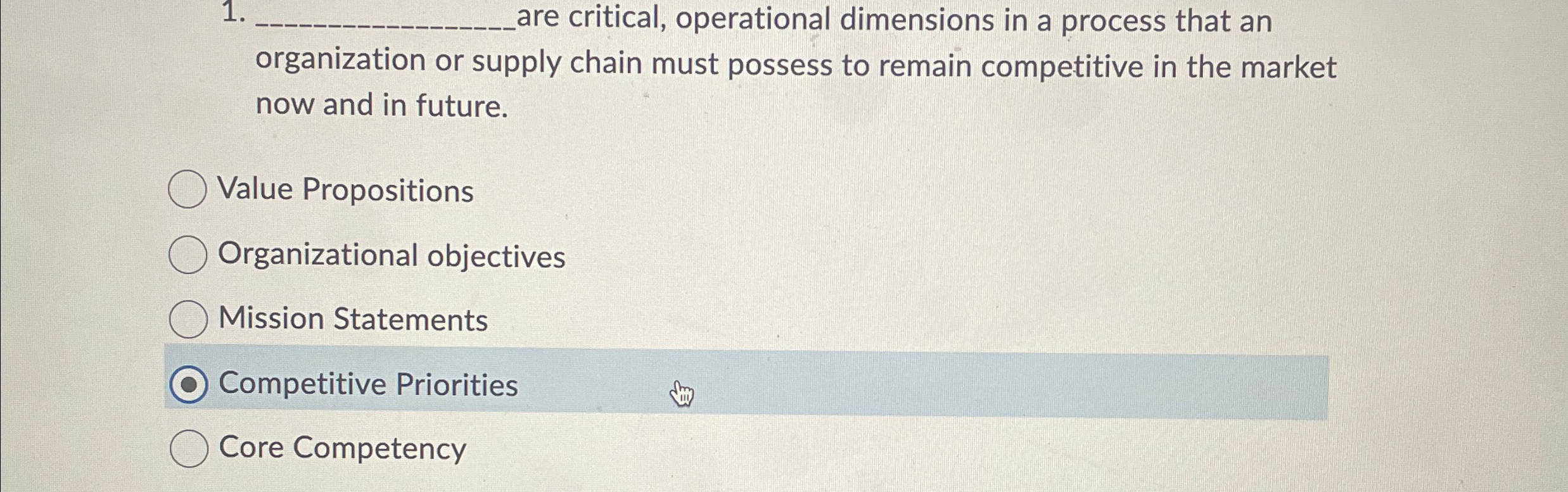  q, are critical, operational dimensions in a process that an organization