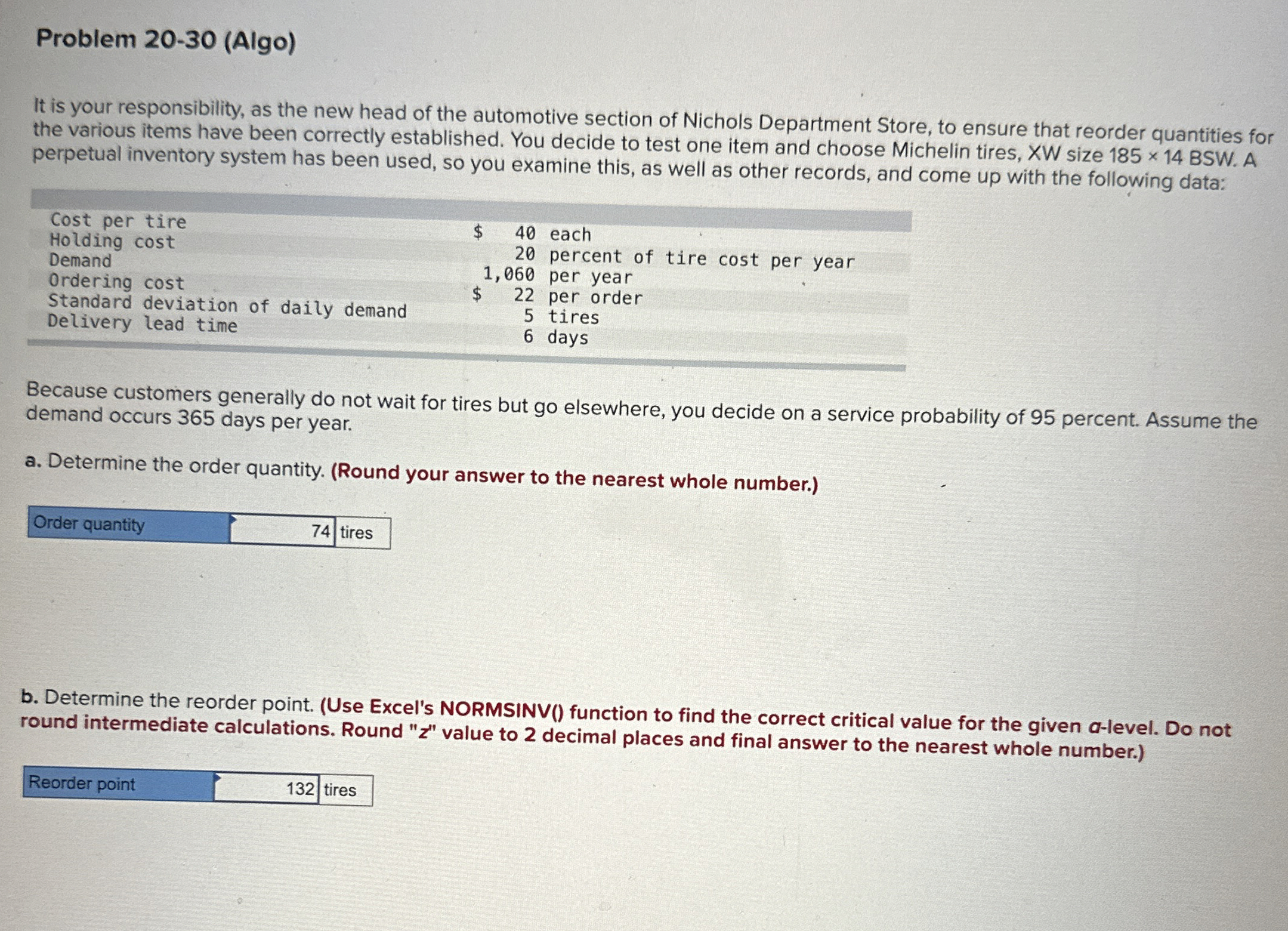  Problem 20-30(Algo) It is your responsibility, as the new head of