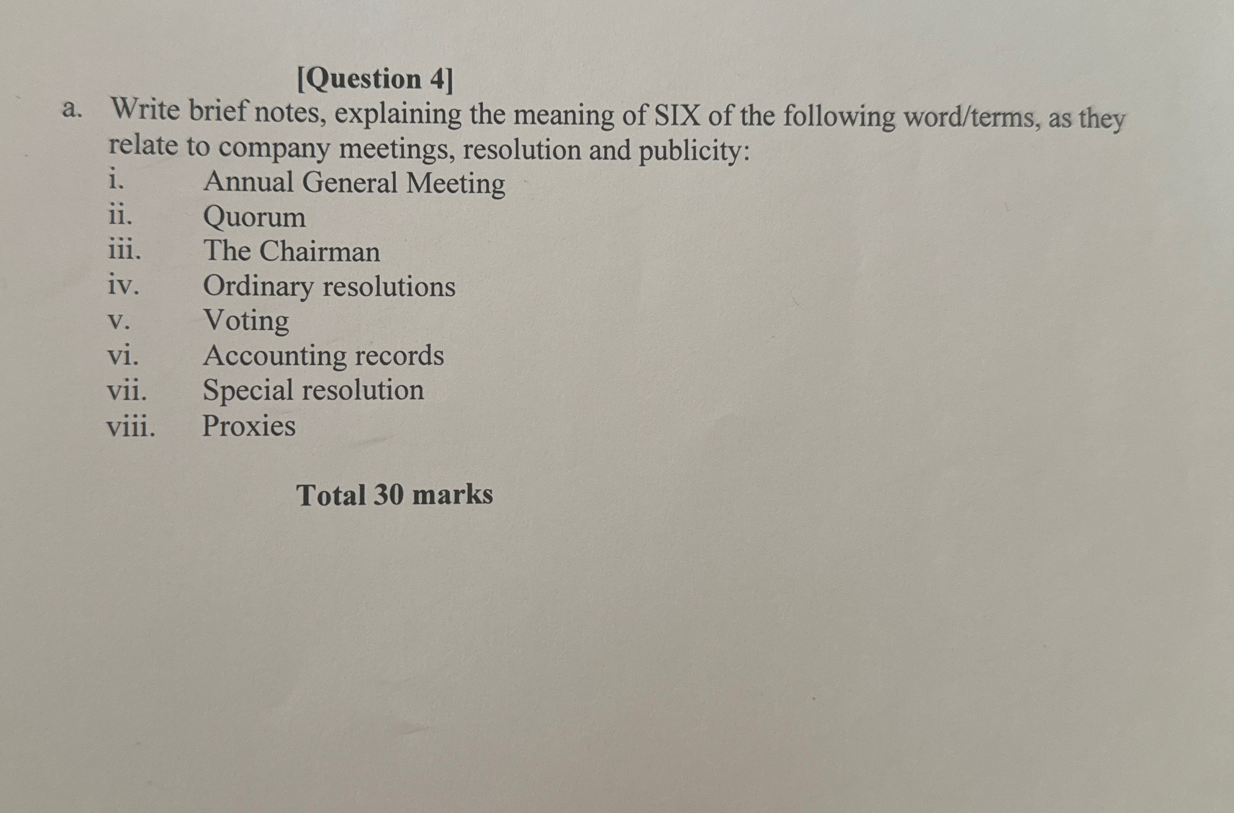  [Question 4] a. Write brief notes, explaining the meaning of SIX