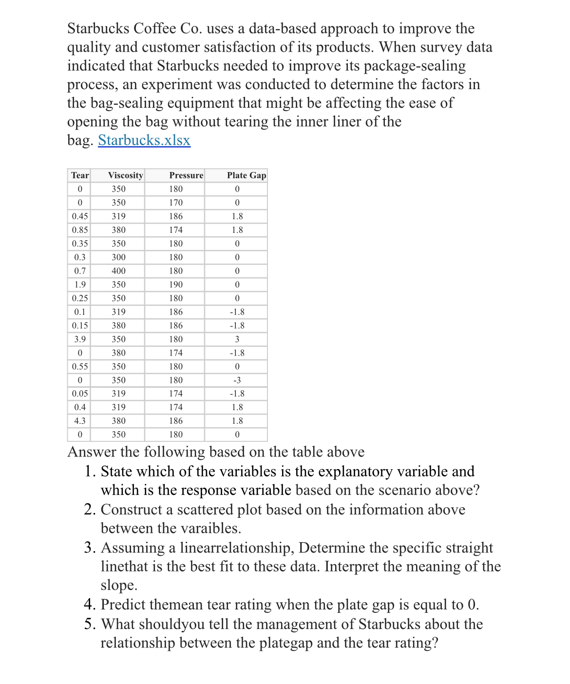  Starbucks Coffee Co. uses a data-based approach to improve the quality