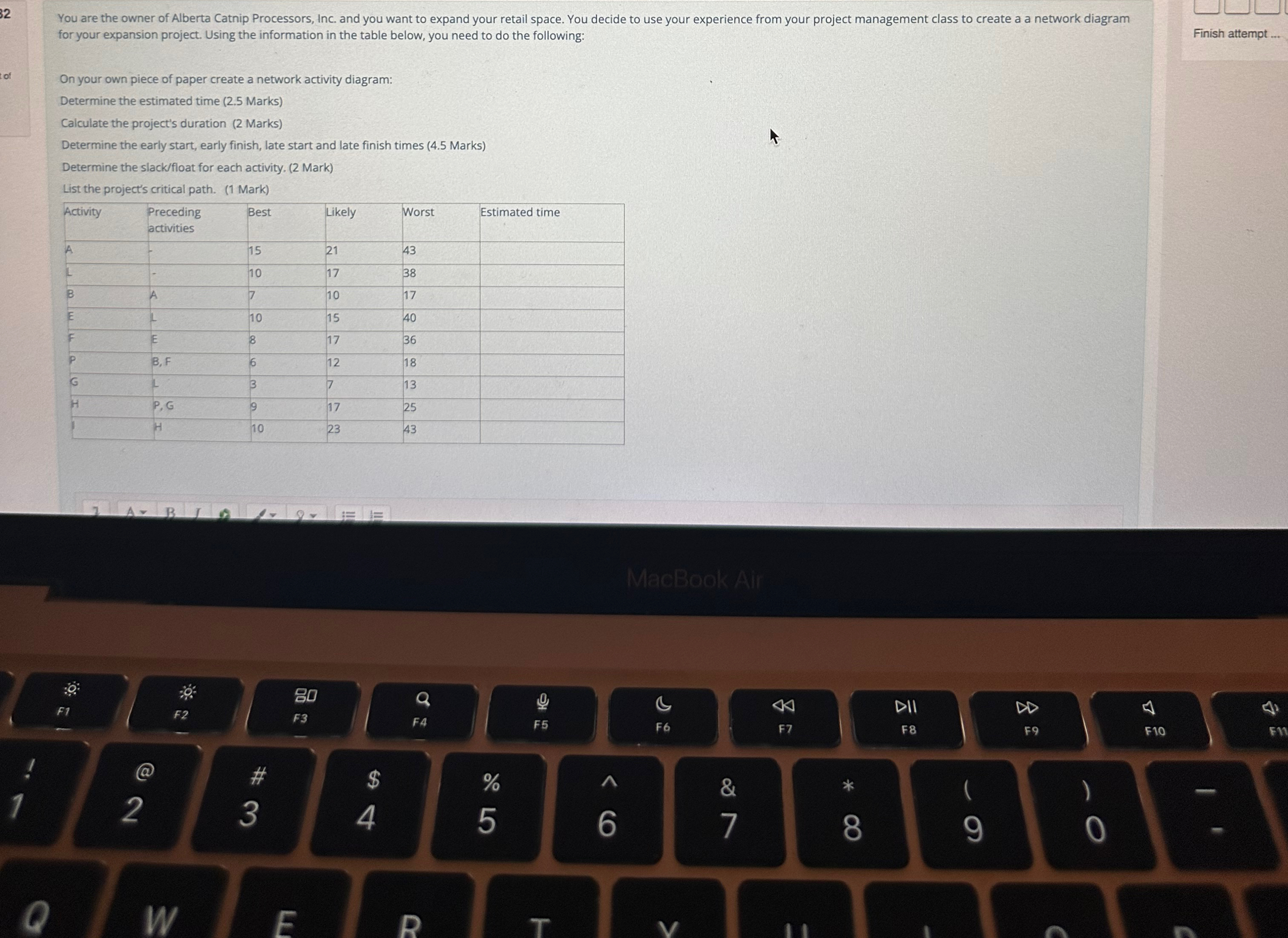  for your expansion project. Using the information in the table below,