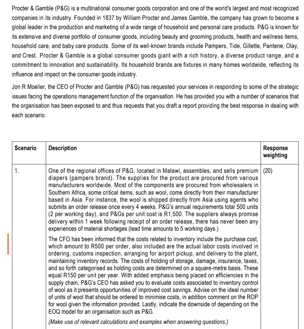  Procter & Gamble (P&G) is a multinational consumer goods corporation and