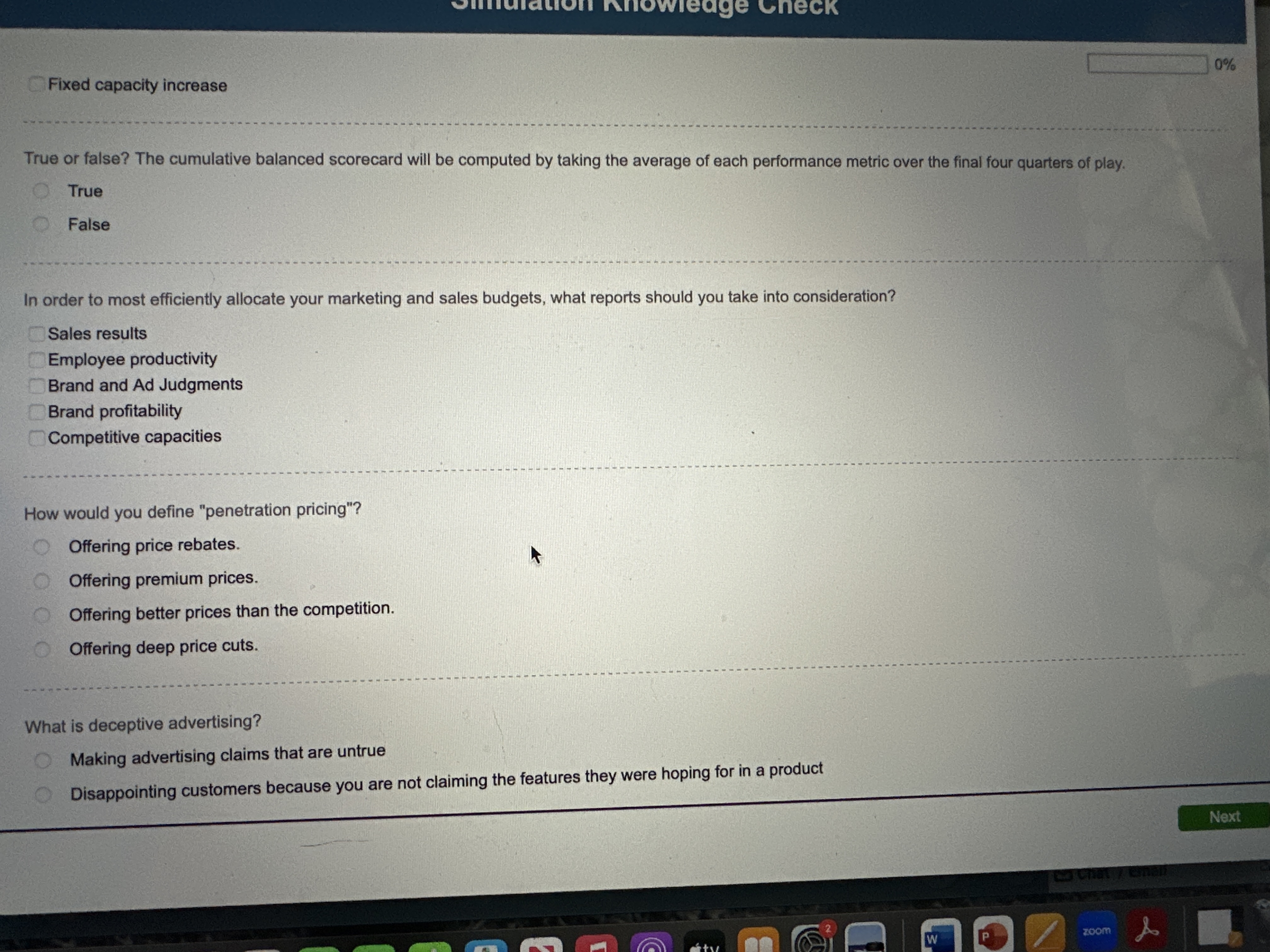  True or false? The cumulative balanced scorecard will be computed by