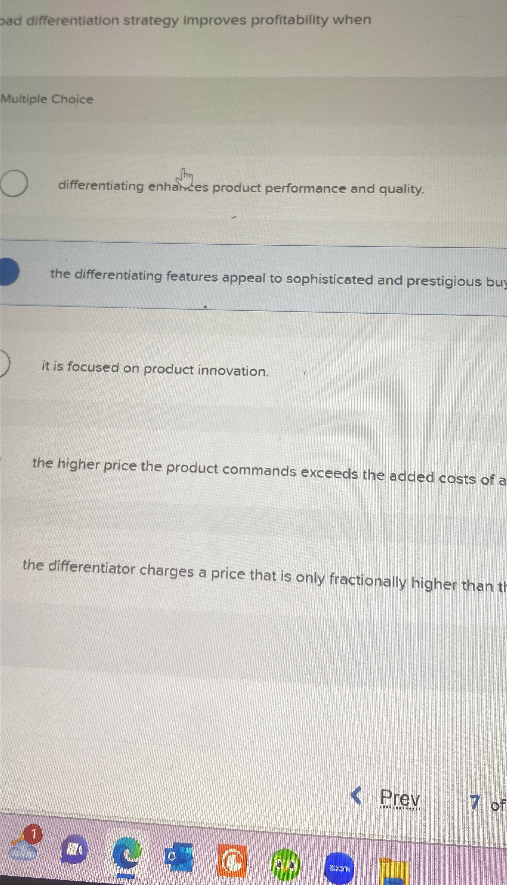  pad differentiation strategy improves profitability when Multiple Choice differentiating enhatres product
