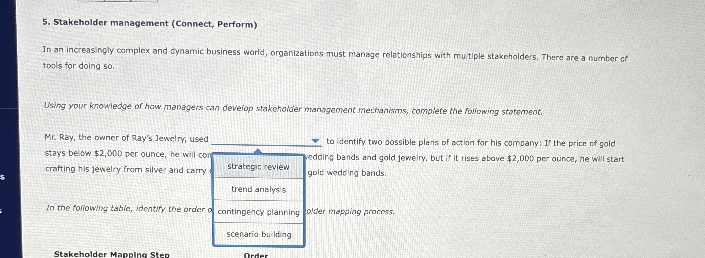  Stakeholder management (Connect, Perform) In an increasingly complex and dynamic business