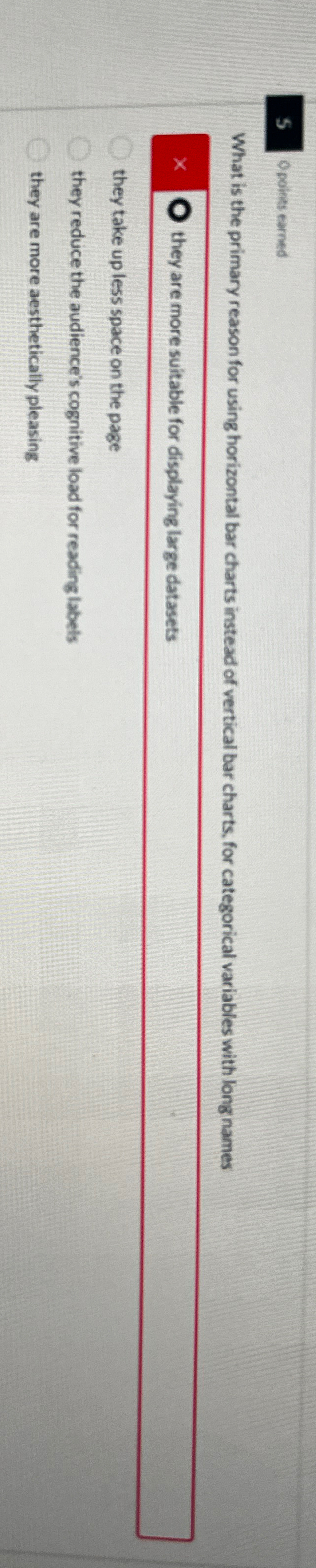  5 Opoints earned What is the primary reason for using horizontal