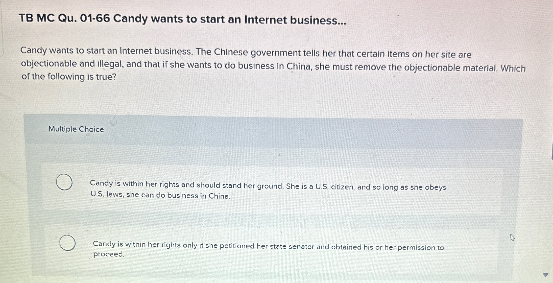  TB MC Qu.01-66 Candy wants to start an Internet business... Candy