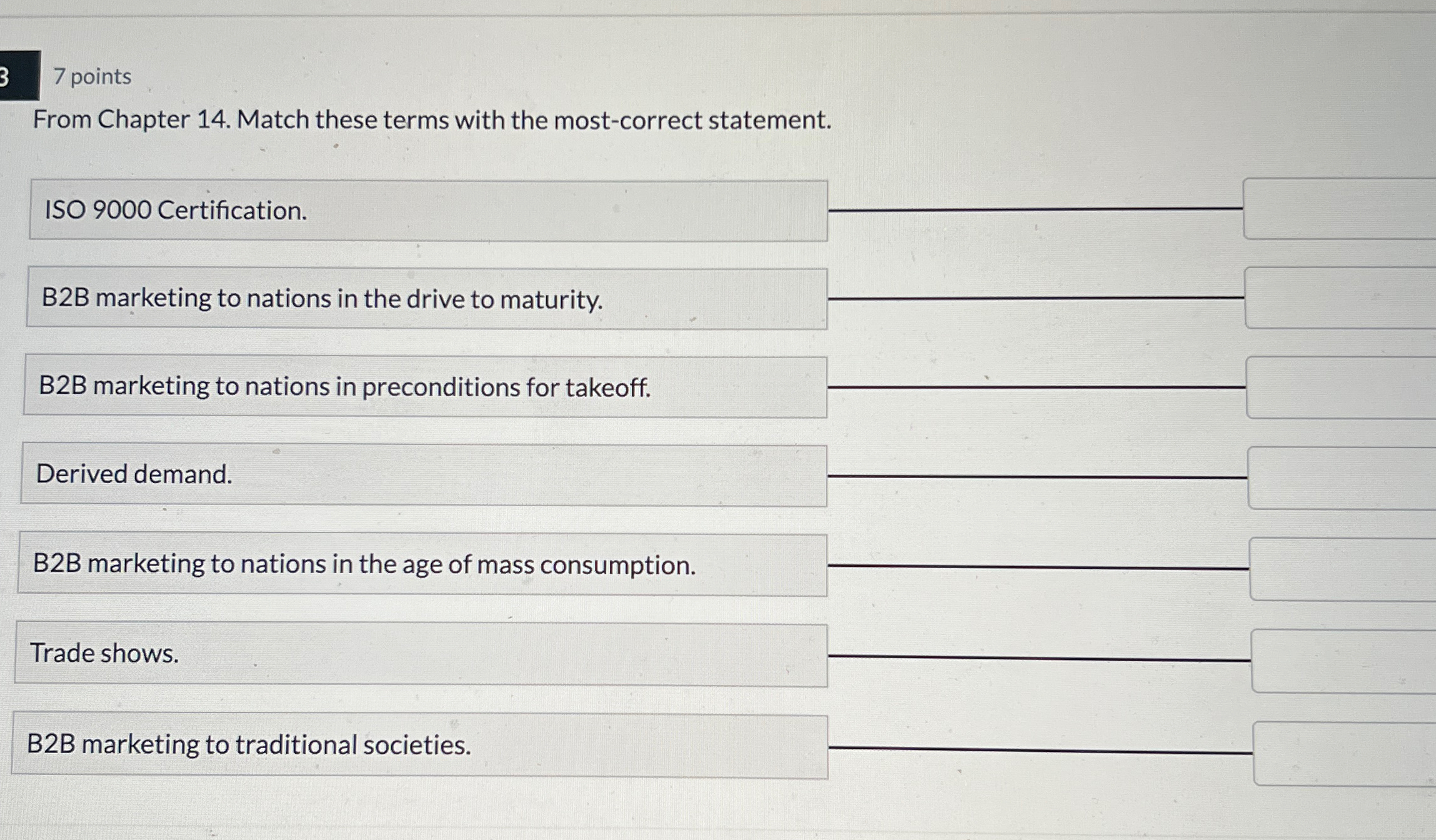 7 points From Chapter 14. Match these terms with the most-correct