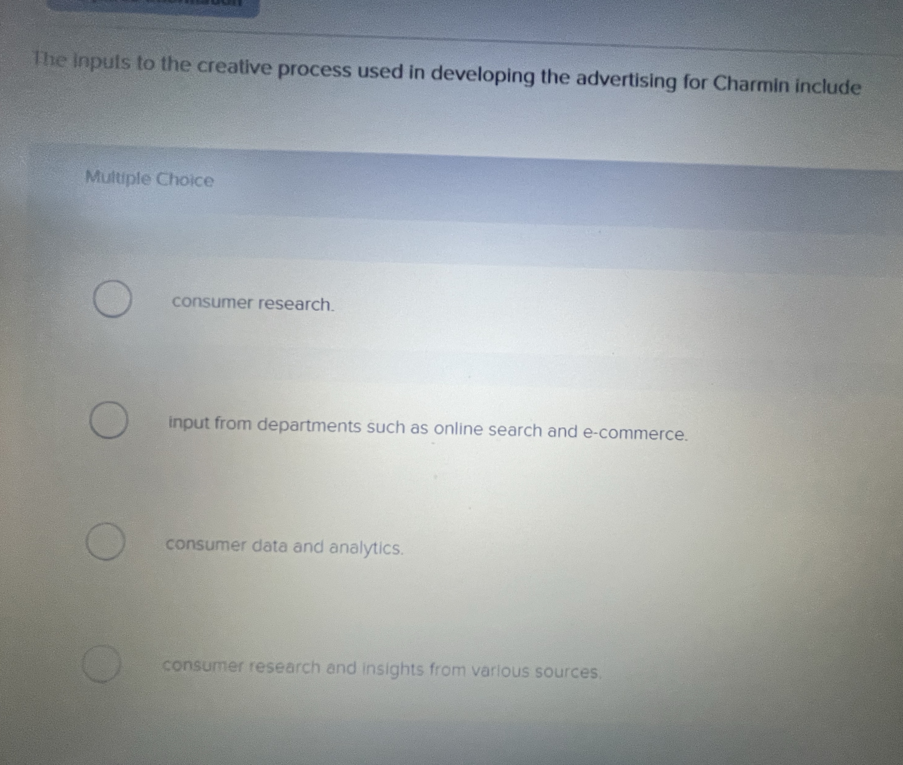  The inpuls to the creative process used in developing the advertising