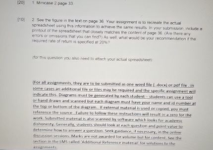  [20]1. Minicase 2 page 33. [10]2. Soe the figure in the
