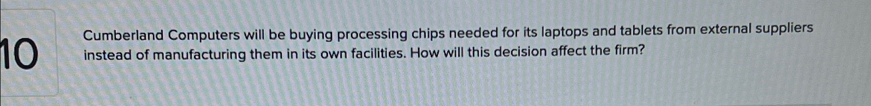  Cumberland Computers will be buying processing chips needed for its laptops